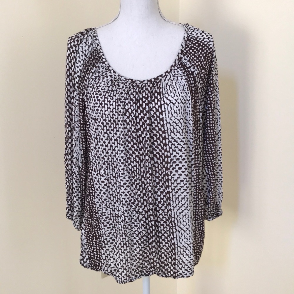 Nwt! Michael Michael Kors Large Brown Combo Top